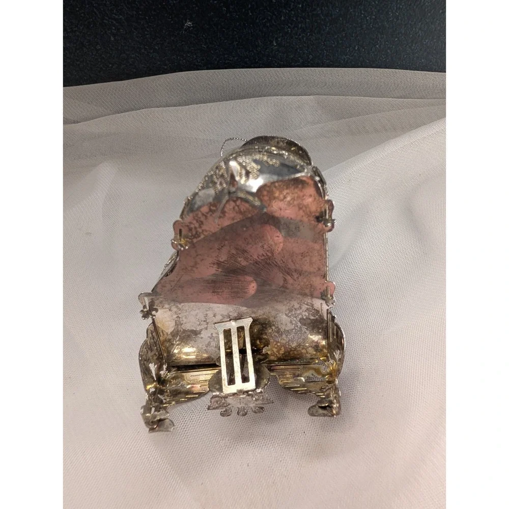 Silver Tone Filigree Grand Piano Musical Box Ornament | Proffitt's VTG